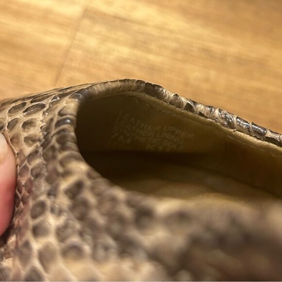 Tory Burch Eddie Snake Watersnake Veg Leather Ballet Flats Tan Brown - Picture 2 of 9